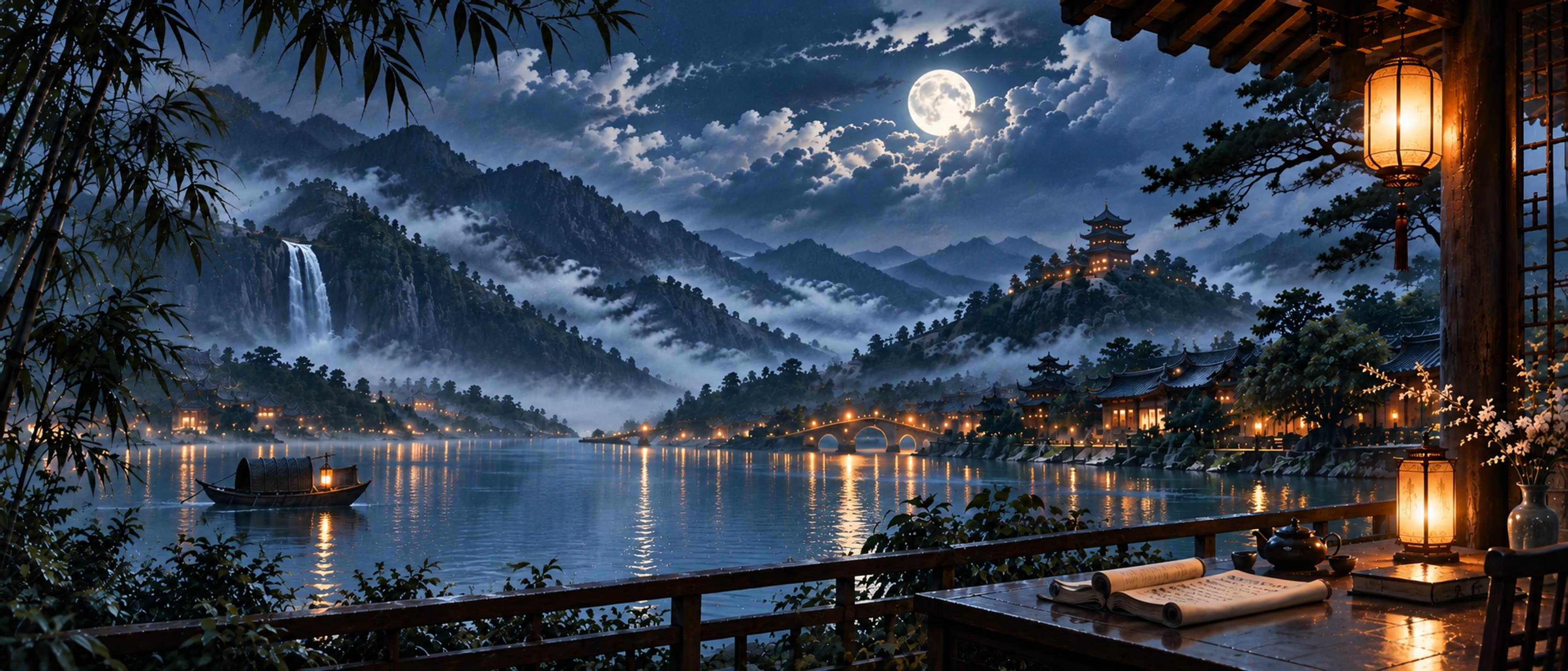 一念入江湖 文章頁水墨山水橫幅